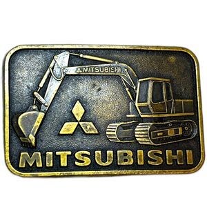 Vintage Mitsubishi Excavator Belt Buckle Metal Construction Equipment USA Made